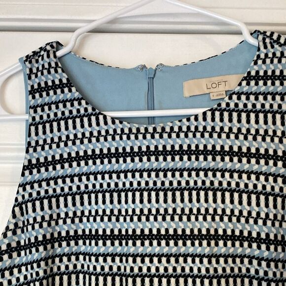 Loft Blue and White Printed Midi Sleeveless Dress Size Small - Picture 3 of 13